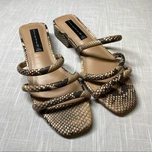 Steven by Steve Madden Hades Slide Sandals Square Toe Python Neutral Strappy